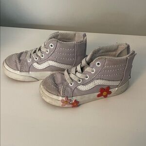 Vans Kids Gray High-Top Sneakers with Floral Design